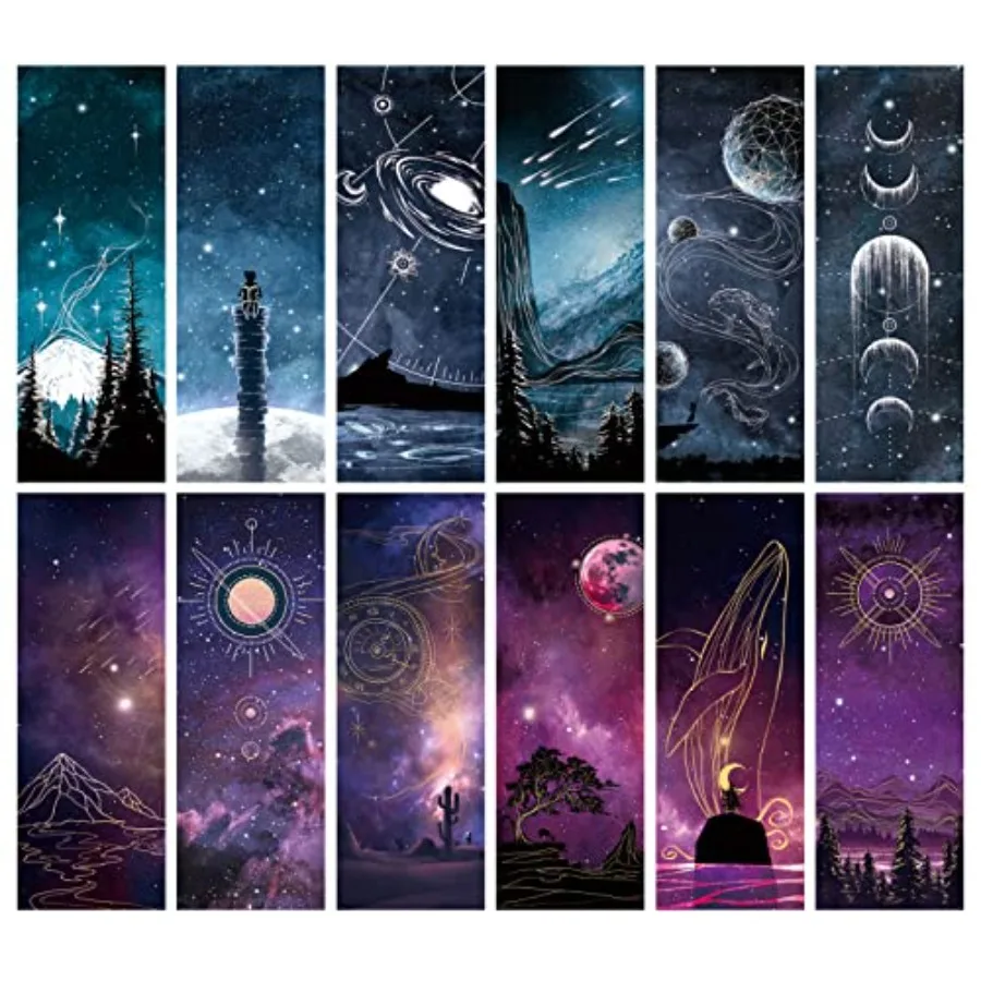 

Cool Space Starry Night Bookmark, Bookmarks for Book Lovers, Bulk Bookmarks for Men, Unique Book Mark for Boys, Girls, Students