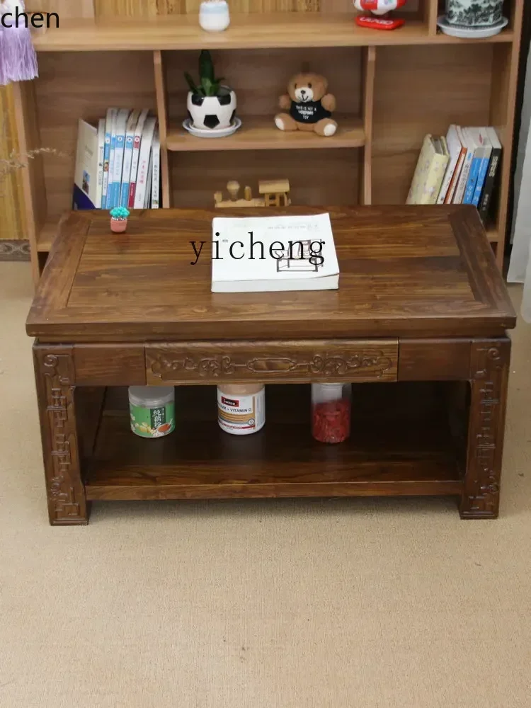 ZML الخشب الصلب خليج نافذة الجدول كانغ الجدول القديم الدردار الشاي غرفة المعيشة طبقة مزدوجة تخزين طاولة صغيرة