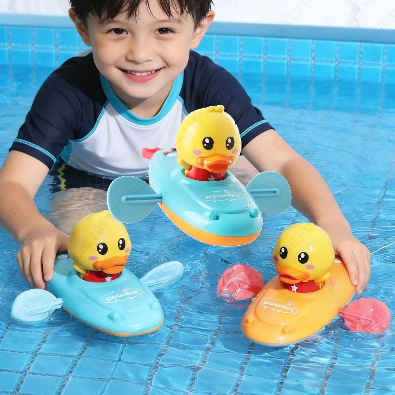 Baby Spielen Wasser Spielzeug Rudern Baby Gelbe Ente Rudern Bing Mädchen Kinder Badezimmer Kette Strand Kabel Niedlichen Cartoon Ente Bad Spielzeug