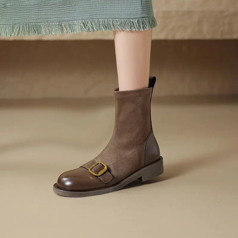 

Quality Retro Women Boots Brown Platform Boots Fashionable and High-end Women Boots Non-slip Soft Bottom Women Shoes Boats