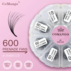 CoMango C/D Curl 600 Fans Wispy Loose Fan Eyelashes Premade Volume Fans Pointy Base High Quality Hand Made Lashse Thin Fluffy