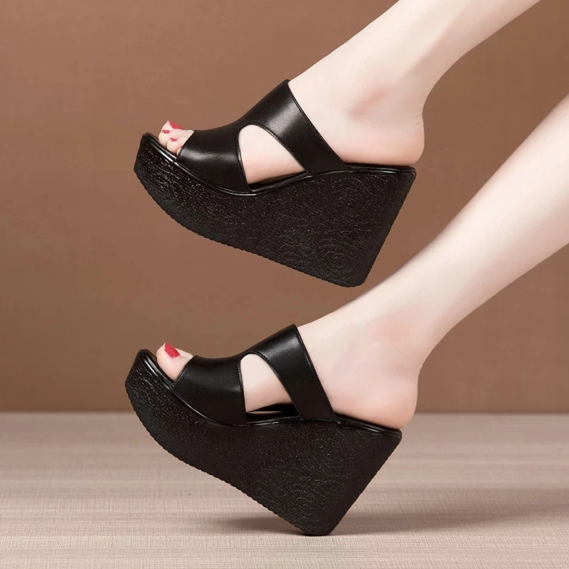 High Heel Wedges Sandals For Women 2023 Summer New Platform Fashion Footwear Red Black White Large Size Sandals