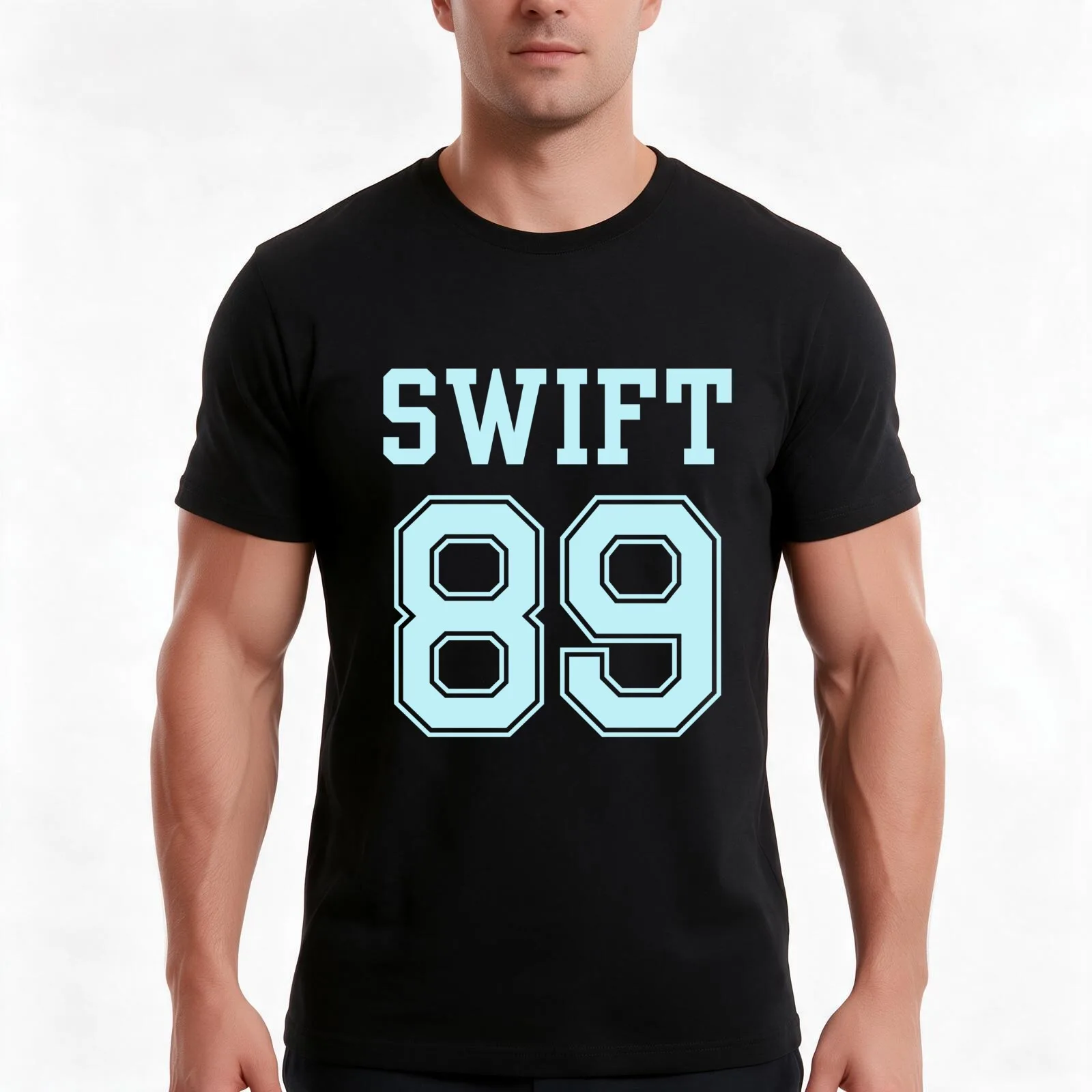 team swift design T-Shirt, Summer Casual Cotton Tee, Oversized Streetwear Tops, Vintage Graphic Print, Loose Fit Short Sleeve