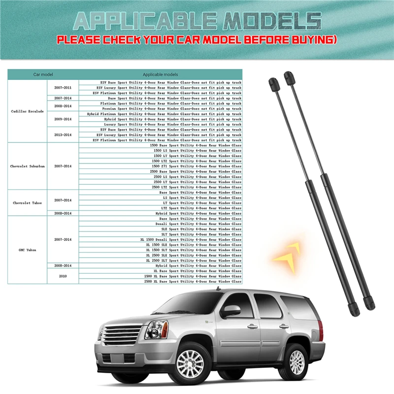 2Pcs/set Rear Window Glass Lift Gas Spring Shock Absorber Hood Lift Supports Gas Struts For Chevrolet GMC Yukon 2007-2014