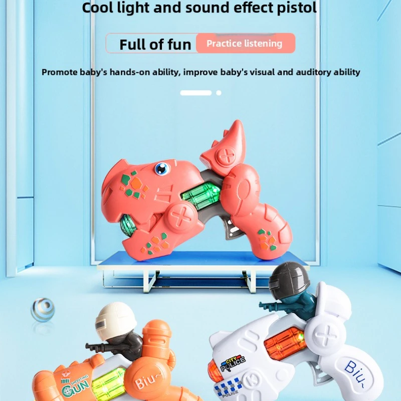 

Мультяшная модель игрушечного пистолета, электрический звуковой свет, игрушка-пистолет, забавный обучающий динозавр, полицейский стиль для мальчиков, малышей, домашние игры на открытом воздухе