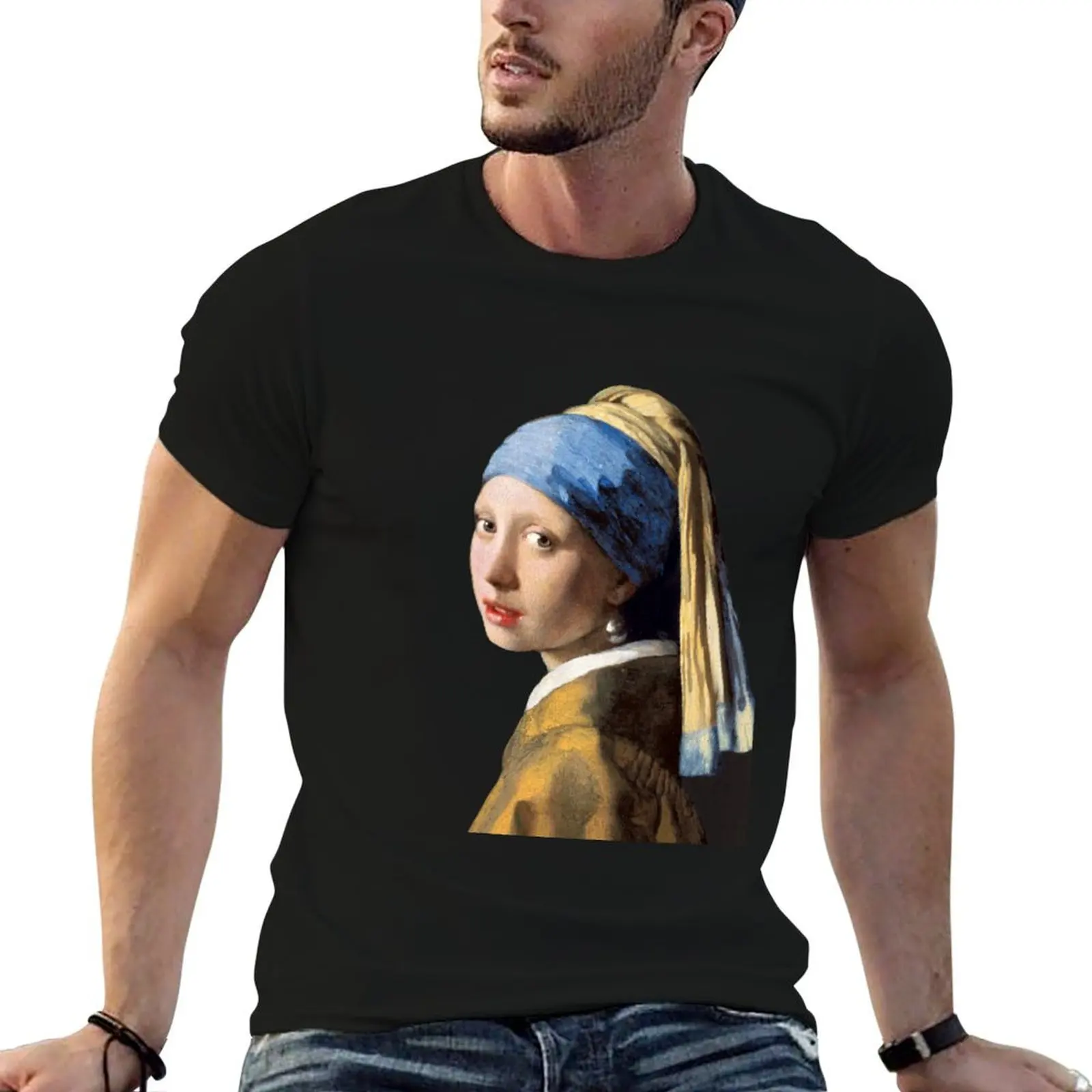 Vermeer's Girl with a Pearl Earring T-Shirt customs design your own custom t shirt mens shirts graphic tee