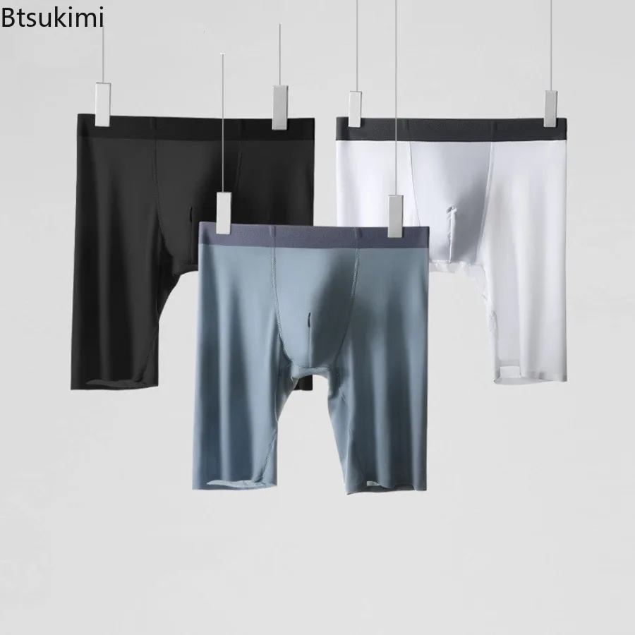 

2025 Men's Sports Underwear Antifriction Legs Breathable Casual Fifth Pants Male U-convex Seamless Boxers Shorts 5XL Plus Size
