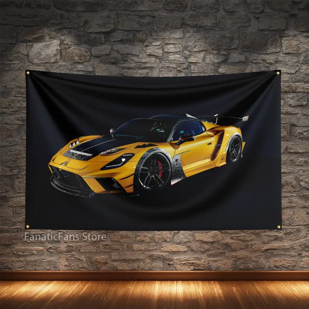 Modified Super Racing Car Flag Polyester Digital Printing Cars Banner For Decoration