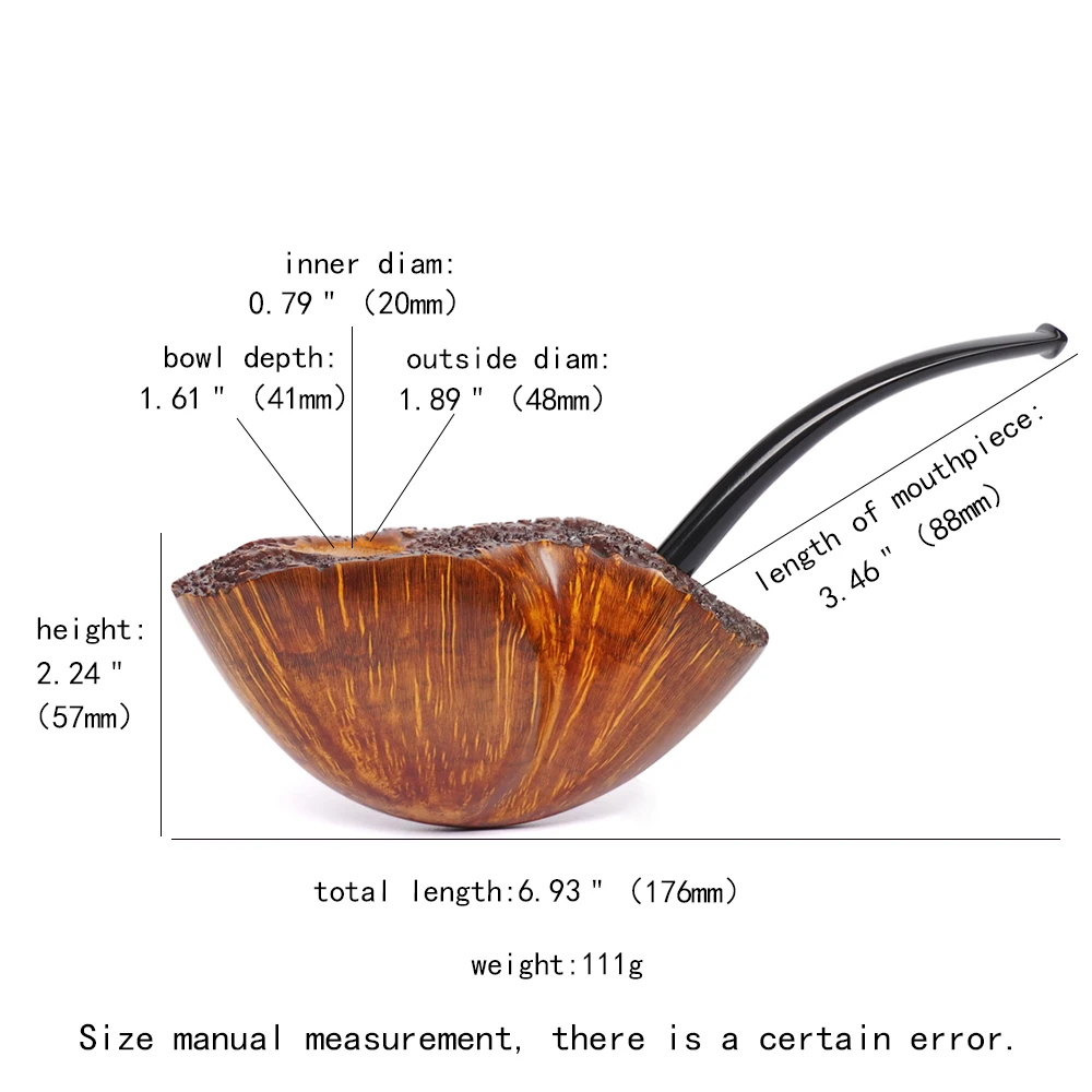 OLDFOX Briarwood Tobacco Pipe Hand-carved Pipe Father's Day Gift Large President-level Pipe Burl-leather Hopper