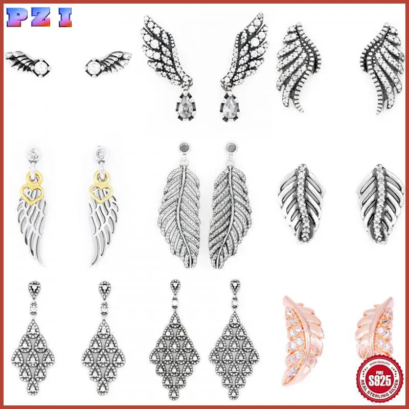 

Original Authentic 925 Sterling Silver Love Guardian Love Wings Earrings Women Fashion Jewelry Gift