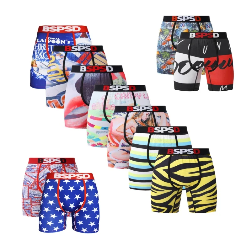 

Sexy Men Underwear Boxers Fashion Men's Panties Lingerie Breathable Print Male Underpants Plus Size Man Boxer Briefs Mens Trunks