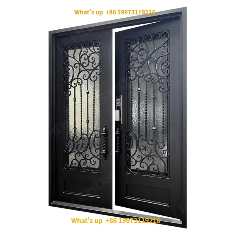 2026 Custom Modern Exclusive Door Exterior Front Entrance Security Luxury Decorative Wrought Iron Double Doors for Houses Villa