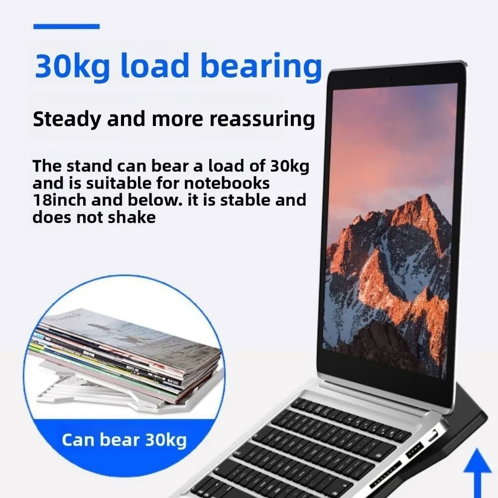 Black White Laptop Cooling Bracket Folding Bracket Multi-Angle Swivel Notebook Computer Holder Adjustable Non-Slip Base