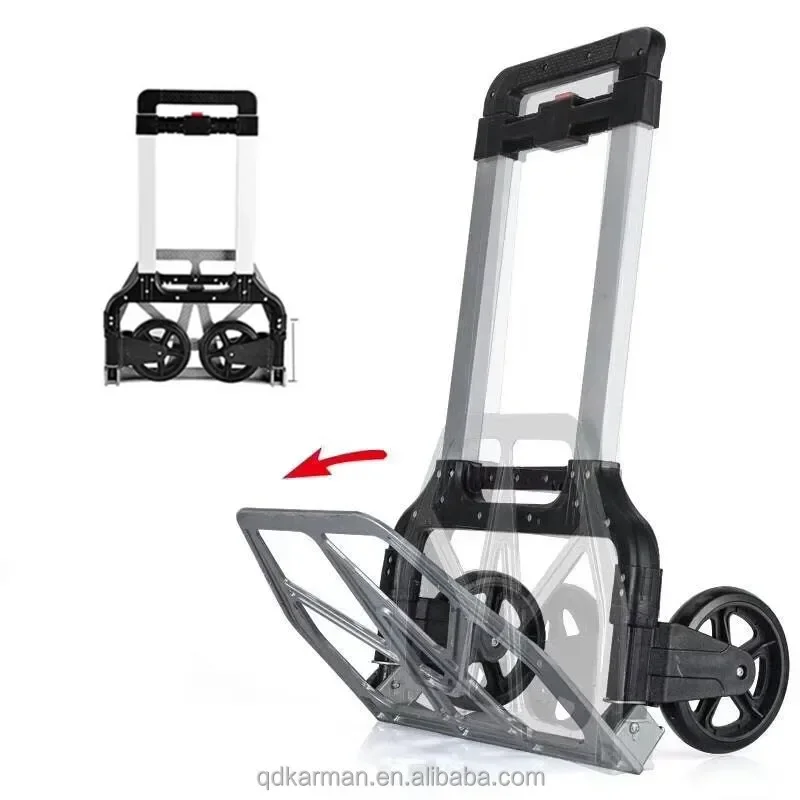 Folding Trolley, Two Wheels, Aluminum Alloy, Load Capacity 150kg, Silver, Home Use, High Quality Shopping Cart