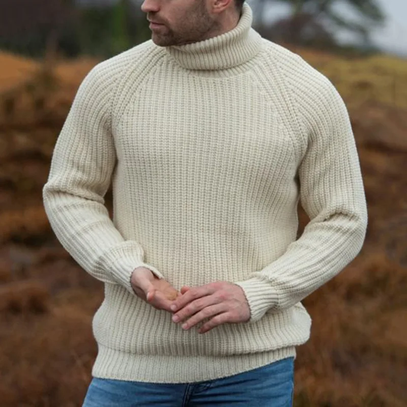 Suéter holgado de cuello alto para hombre, suéter informal urbano de gran tamaño, a la moda, Color sólido, otoño e invierno, 2023