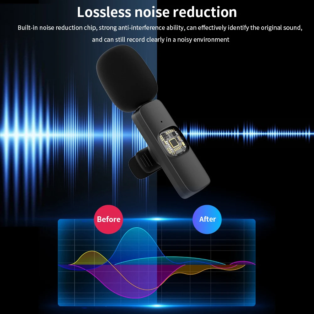 TISHRIC 무선 라 발리에 마이크 오디오 및 비디오 녹화용 휴대용 무선 라 발리에 마이크 미니 마이크