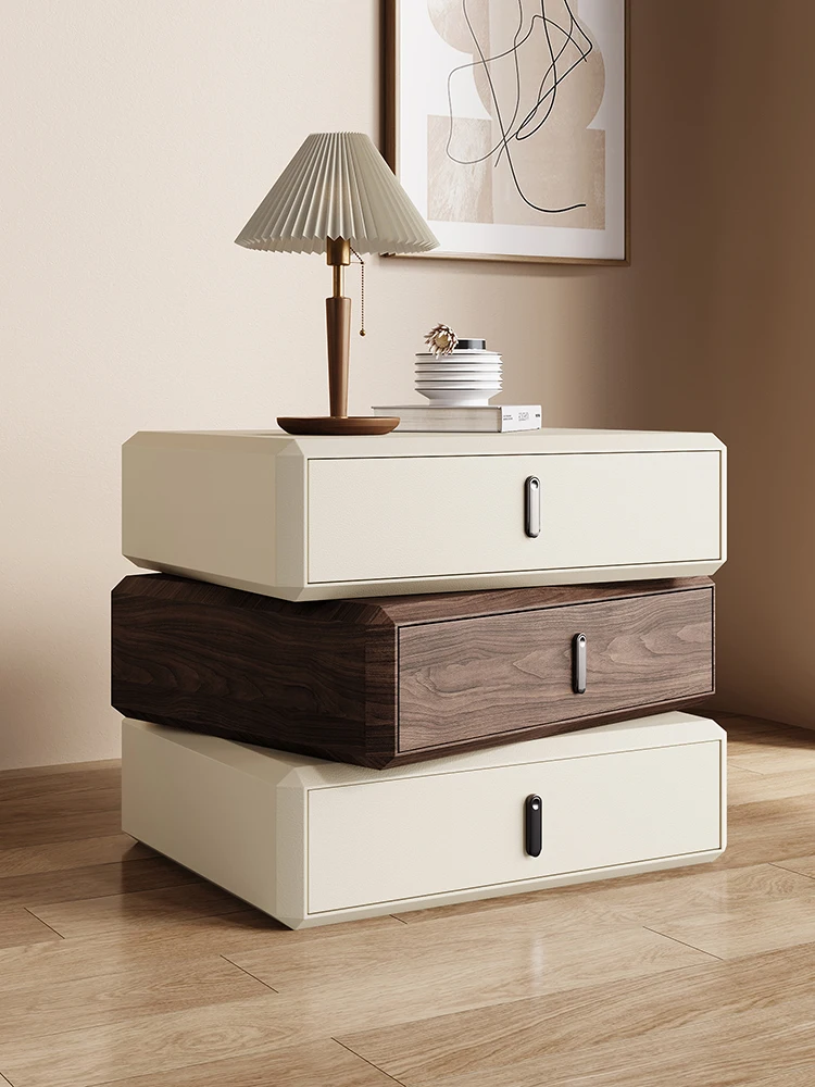 Rotatable Bedside Tables with Drawers, Bedroom Furniture, Comfortable Nightstands,Solid Wood Storage Night Stands