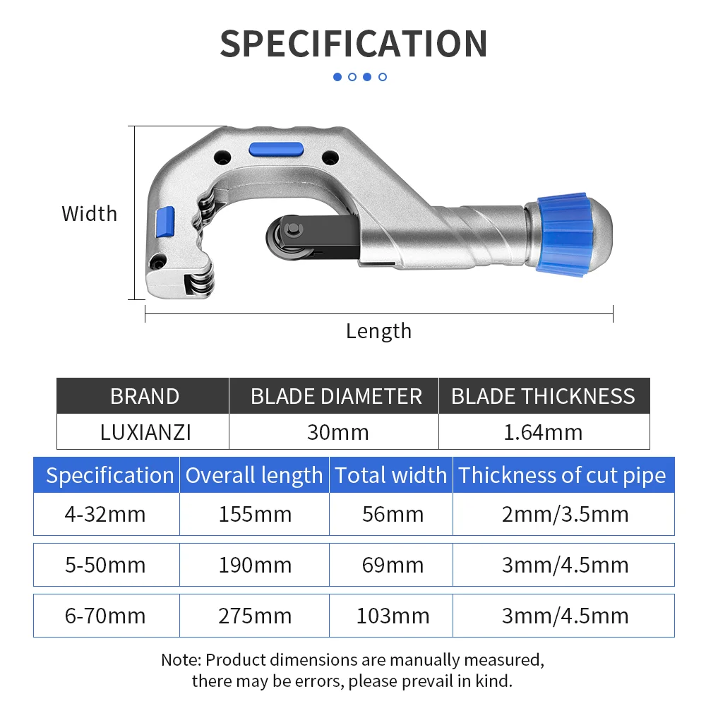 LUXIANZI 4-32/5-50/6-70mm Bearing Pipe Cutter Metal Scissor For PPR Aluminum Stainless Steel Tube Shear Cutting Hand Tools