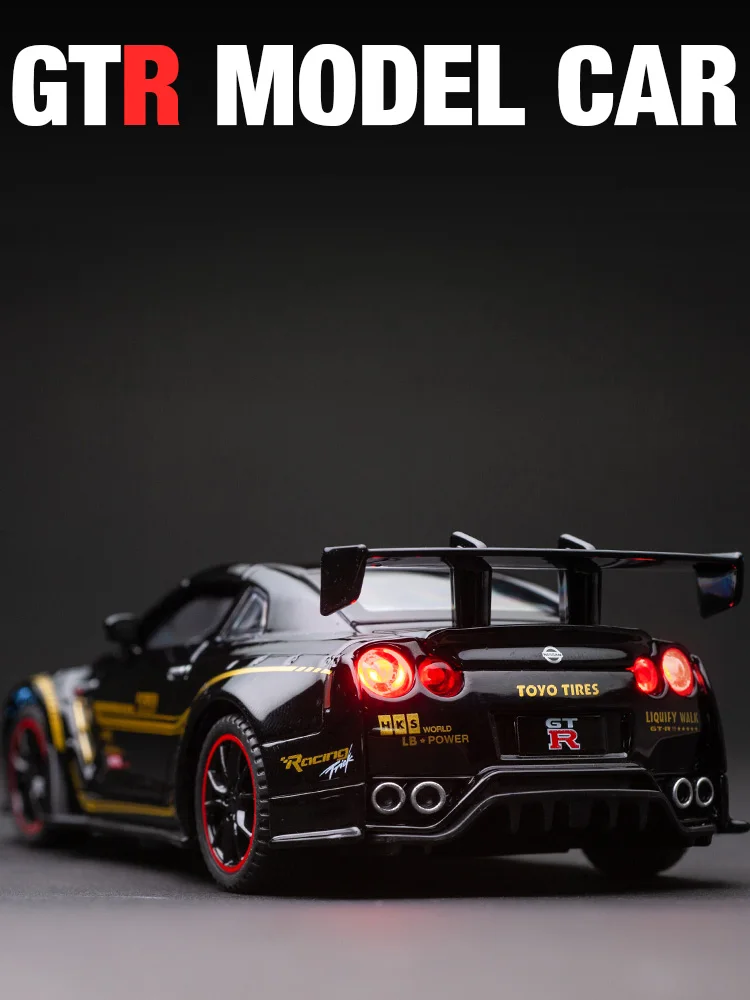 1/32 Nissan Skyline GTR R35 Nismo GT3 Racing Toy Car Model For Children RMZ CiTY Diecast Alloy Miniature Sound Light Collection