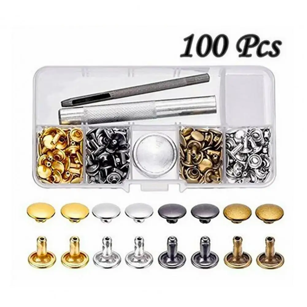 100 Sets Rivet with Fixing Tool Kit Stylish Durable DIY Craft Clothing Repair Rivets for Home Sewing Shop