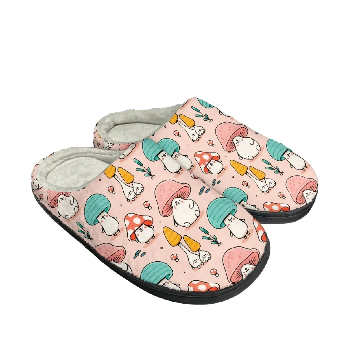 Dropshipping Women's Cotton Slippers Fashion Mushroom Pattern Non-Slip Floor Indoor Footwear Casual Comfortable House Slippers