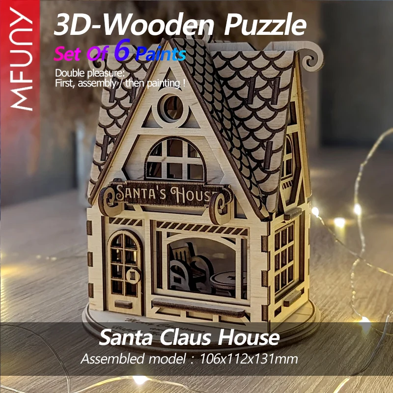 Mfuny 3D Wooden Puzzle Building Blocks Model Fantasy House Series Christmas House Educational DIY Craft for Adults And Kids