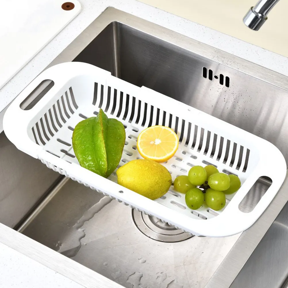 

2Pcs Expandable Sink Colander Over The Sink for Kitchen Drain Basket with Smooth Edges Fruit Strainer Basket Apartment
