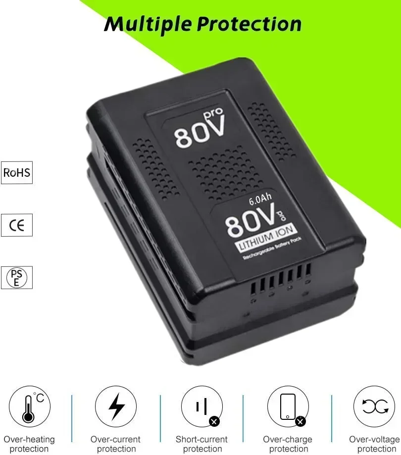   80 В, 6000 Ач, аккумулятор ersatz для Greenworks 80 В постоянного назначения, аккумулятор gba80200 gba80250 gba80400 gba80500