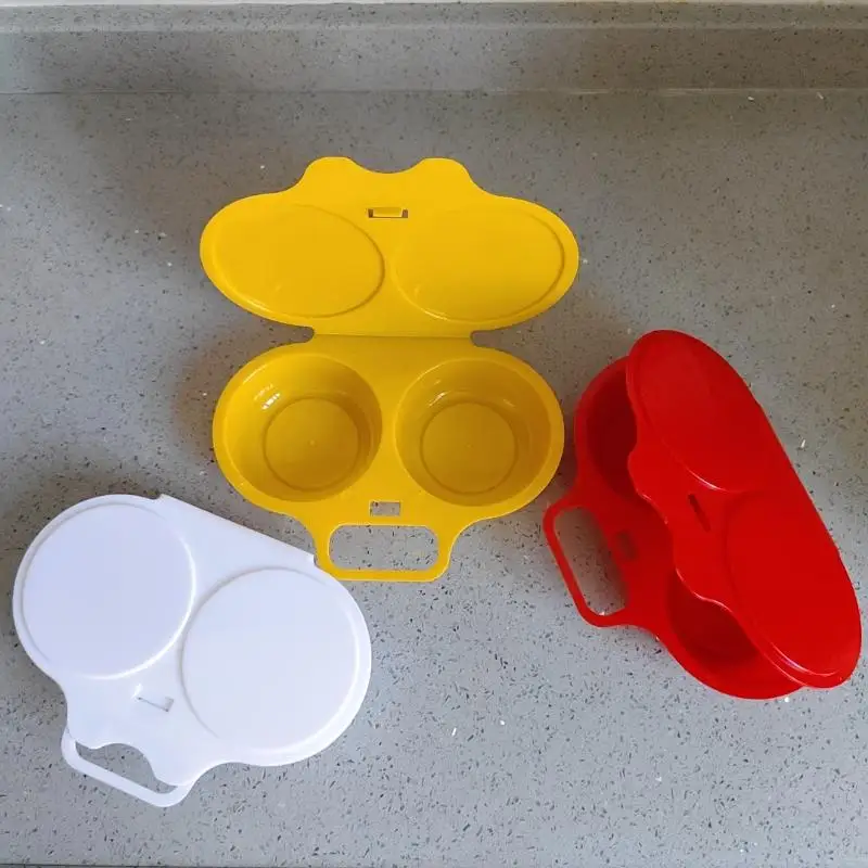 Dual Cavity Microwave Steamer Egg Cooker Food-grade Plastic Fryer Egg Steamer Mold Kitchen Accessories Kitchen Utensils