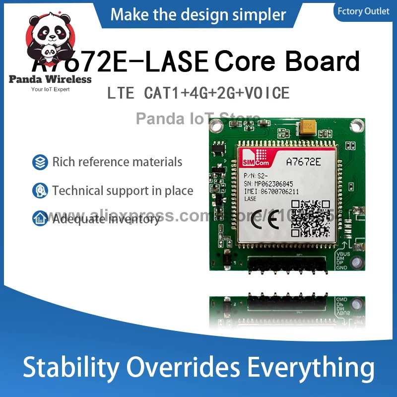 SIMcom A7672E-LASE 4G CAT1 Core Board A7672E-LASE Development Board TTL Serial Port,support Data+voice 1pcs