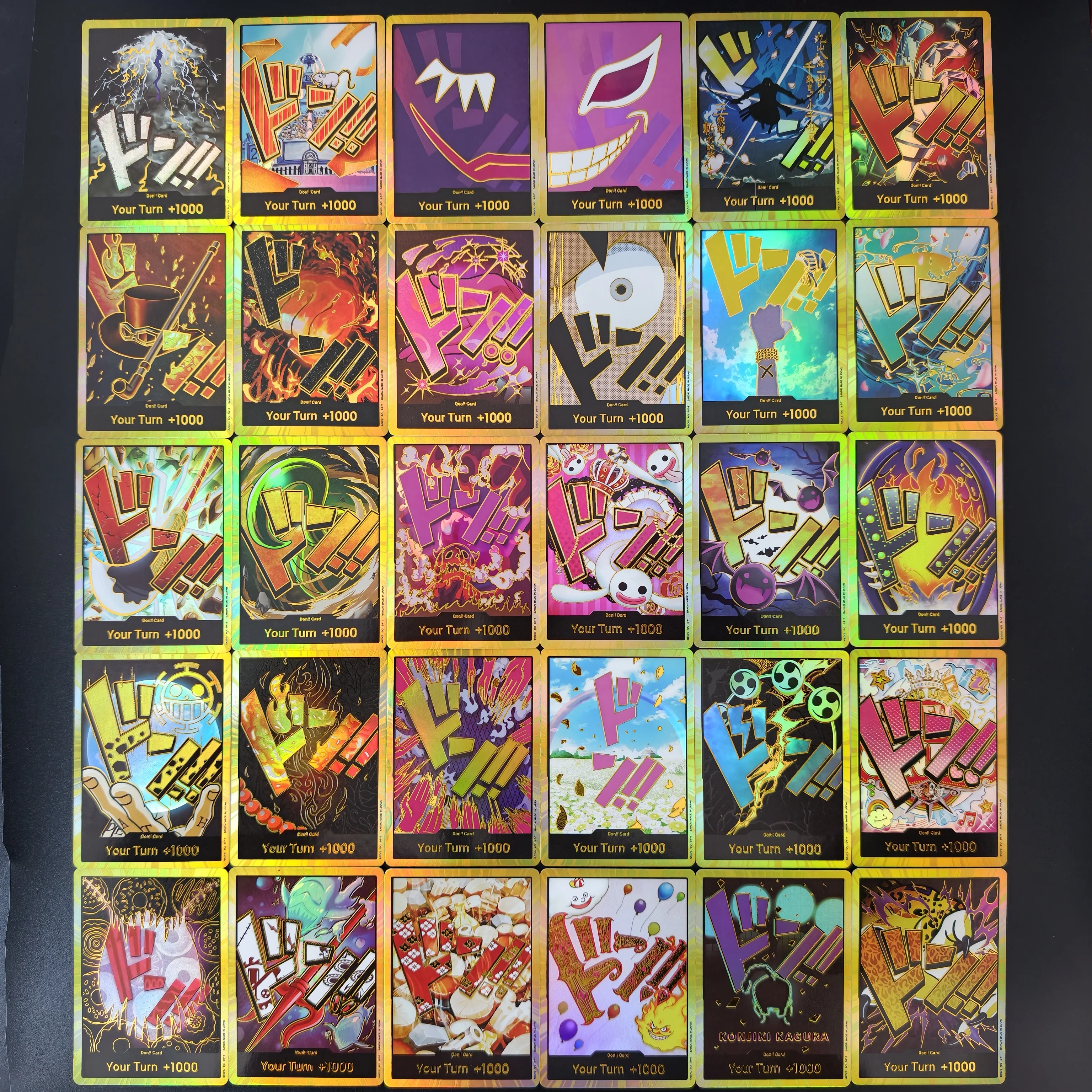 30PCS/Set TCG DON Series Cards DIY ONE PIECE Your Turn +1000 Holo Gold Foil Flash Collectible Cards Anime Game Play Cards