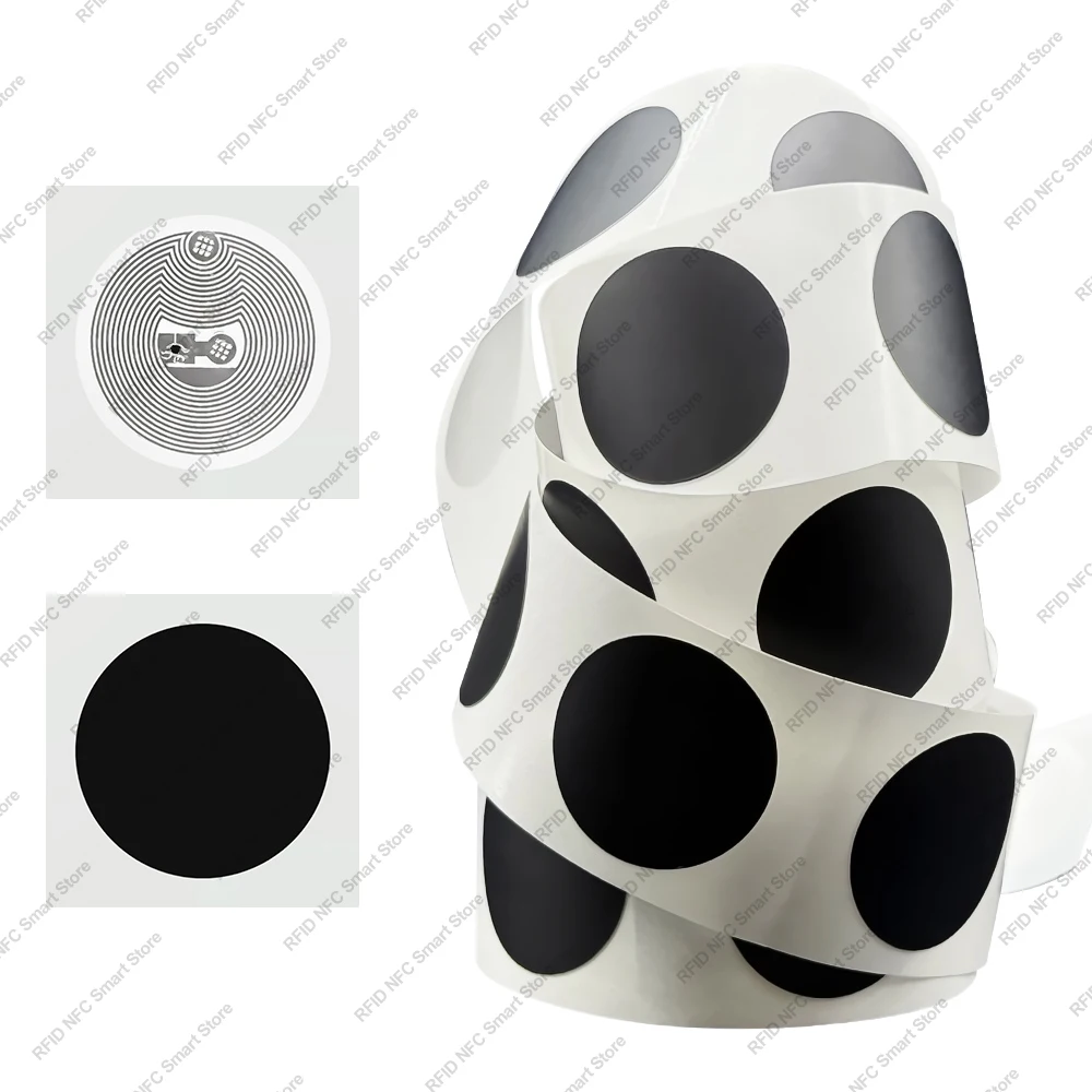 Black Ntag 215 NFC Phone Available RFID Tags Stickers Adhesive Label NFC Ntag215 Self-adhesive Tag 13.56MHz ISO14443A Sticker