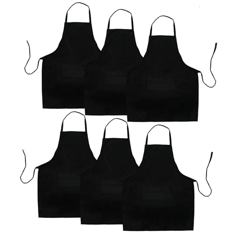 KYCOR-36 Pack Black Kitchen Apron With 2 Pockets Anti-Dirty Apron Suitable For Barbecue Kitchen Cooking Baking Restaurant