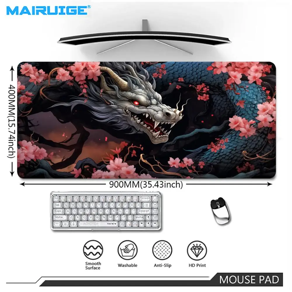

Black Dragon Latest Mouse Pad XXL 90X40cm Computer Keyboard Gaming Mats Desk Mat Large Mousepad 40X45 Table Pads gamer