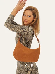 CEZIRA donna morbida pelle scamosciata PU pelle vegana Hobo Casual tinta unita chiusura con cerniera ascellare borsa a tracolla borsa a tracolla