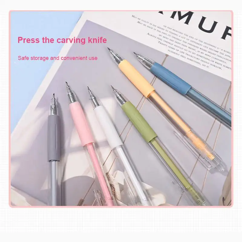 1Pc Art Utility Mes Pen Gesneden Stickers Scrapbooking Snijgereedschap Papier Gesneden Drukknop Mes Pen Veilig Plakboek Handgemaakte Ambachten