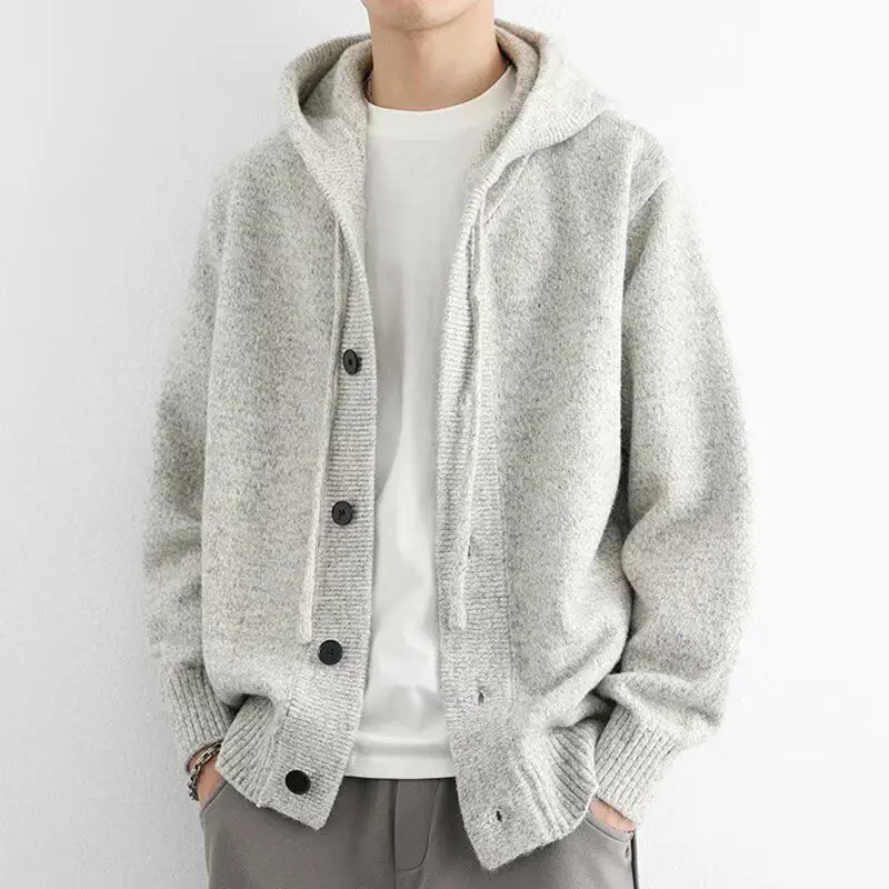 

Мужской вязаный кардиган American Sle с V-образным вырезом, повседневная верхняя одежда для зимы, с длинными рукавами и воротником