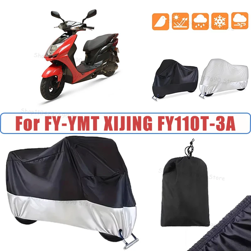 210D Oxford Motorcycle Cover Waterproof All Season UV Protection For FY-YMT XIJING FY110T-3A Anti-Tear Windproof Motorbike Cover