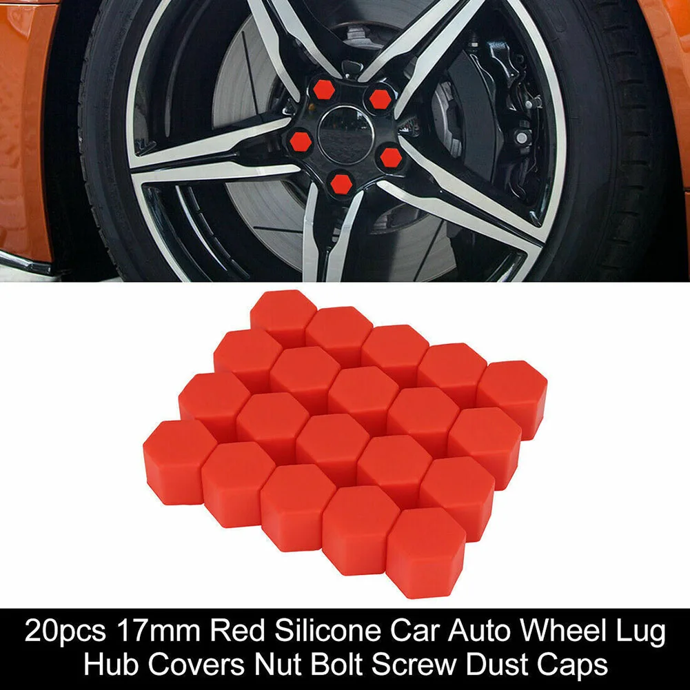 20x 17mm Silicone Car Rims Wheel Nut Screw Cover Lug Dust Bolt Cap Hub Car Accessories High Quality Soft Rubber Screw Cover