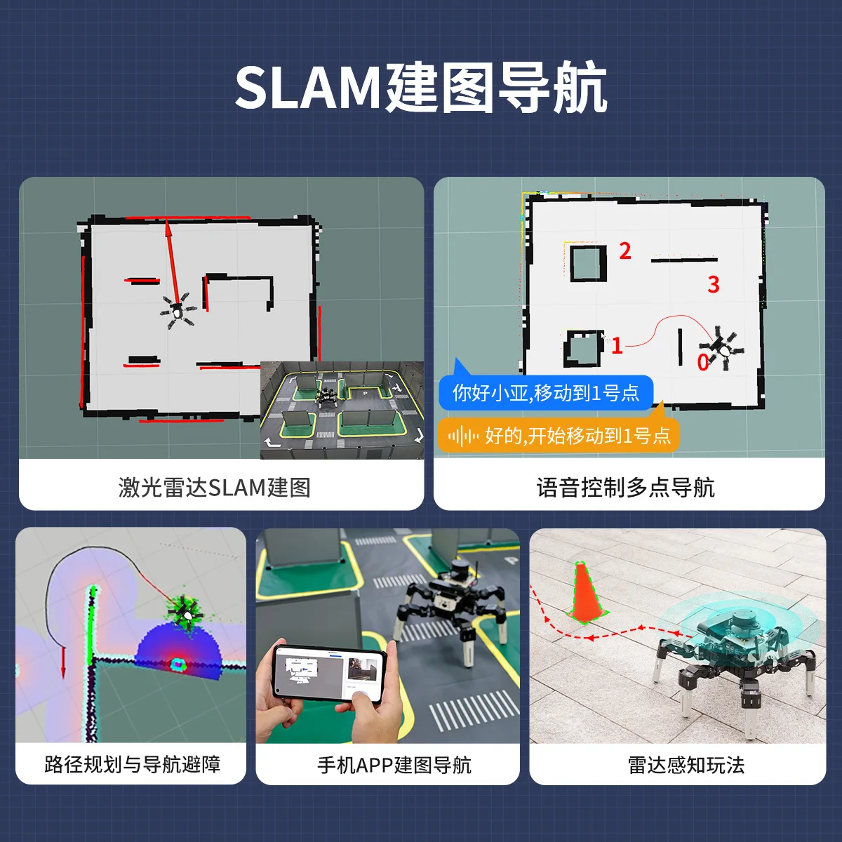 Raspberry Pi 5 Hexapod Robot SLAM Radar ROS2 Mapping Navigation Vision Embodied Intelligence Multi-AI Large Model