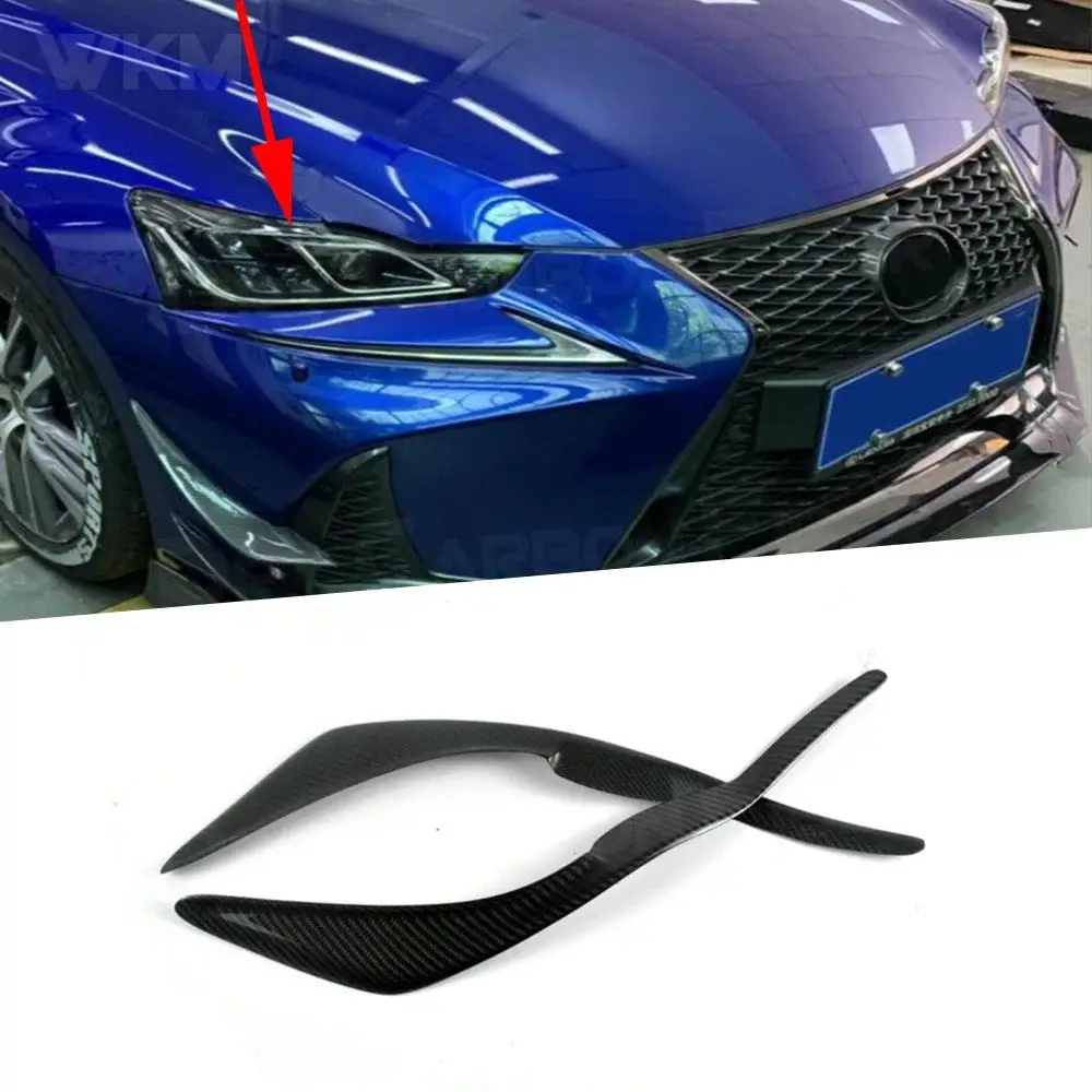 

2Pcs Carbon Fiber Car Side Headlights Eyelids Eyebrows Trim Cover for Lexus IS300 IS350 F Sport Sedan 2017-2019 FRP