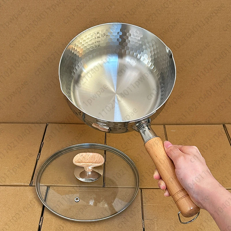 وعاء حليب من الفولاذ المقاوم للصدأ 316L مقاس 22 سم غير مطلي سميك ومقلاة مسطحة للثلج المنزلية للطباخ التعريفي