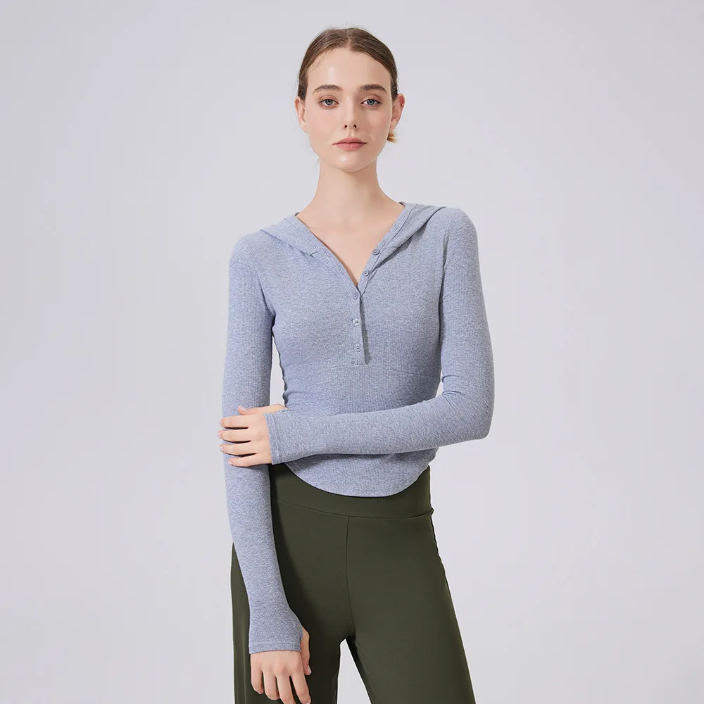 

Autumn Women Yoga Long Sleeve Close-fitting Hoodie T-shirt Outerwear Running Fitness Gym Pilates Elastic Breathable Soft Tops
