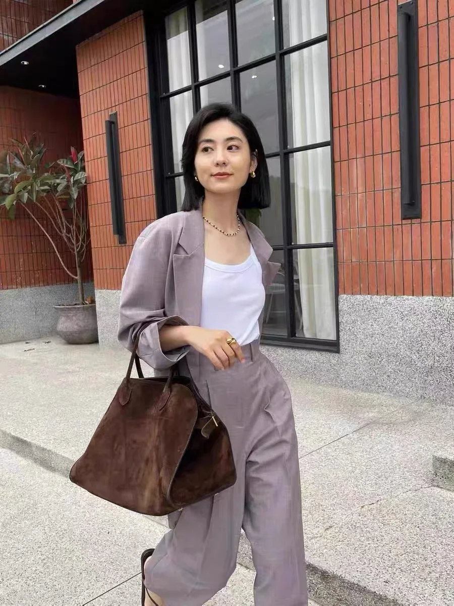 

Сумка из натуральной кожи Margaux 15, сумка через плечо Margaux10, мягкая замшевая сумка-тоут, большая вместимость, высокое качество