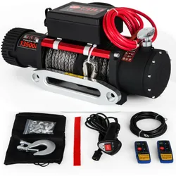 13500LBS /12000LBS Electric Winch Synthetic Rope 12V Winches 4X4 with 2pcs Remote Control For Trucks RVs ATV UTV