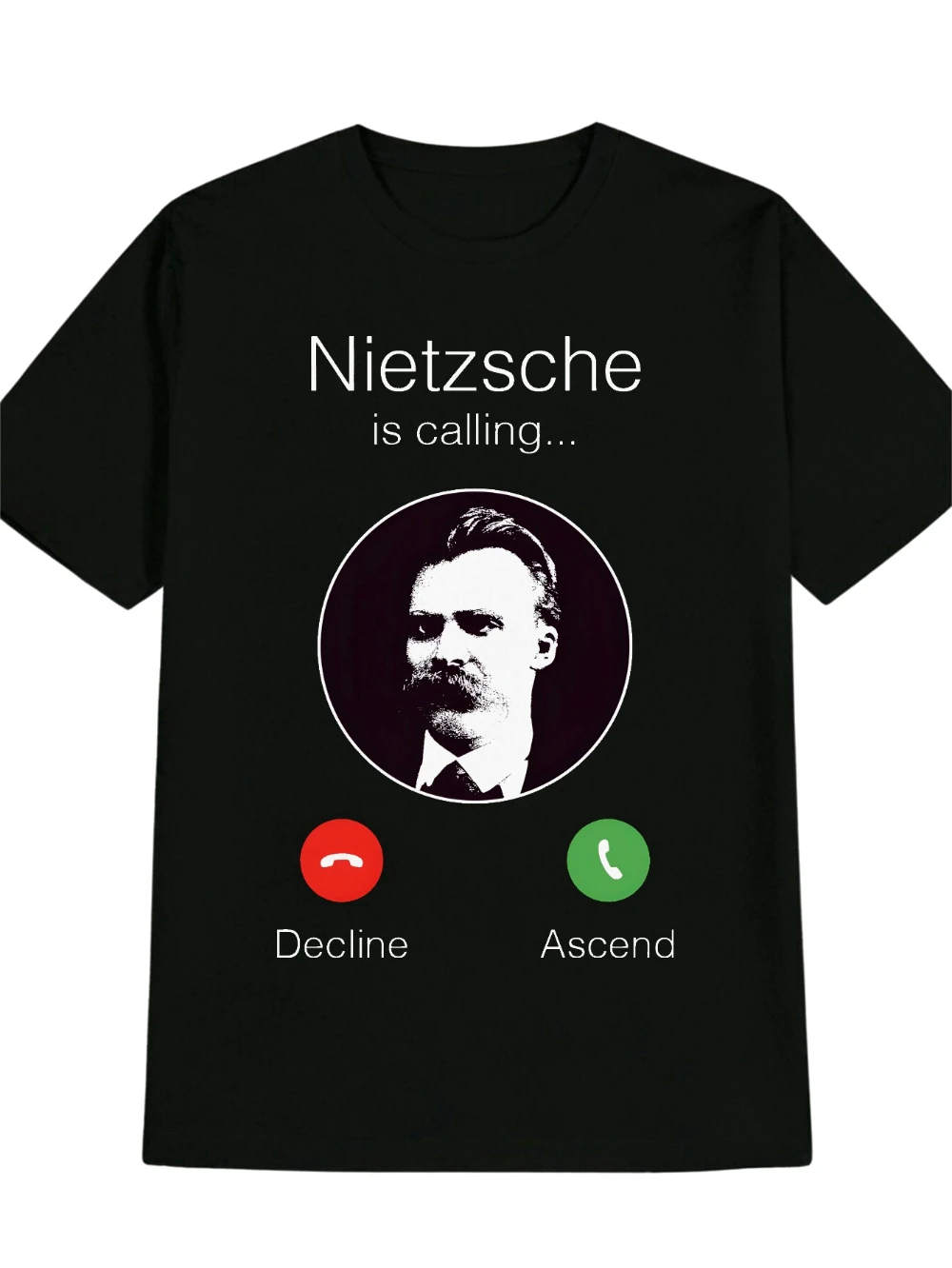 T-shirt humoristique pour hommes avec citation de Nietzsche, slogan « Le appel arrive, mais ton téléphone est mort », décontracté, col rond, humoristique