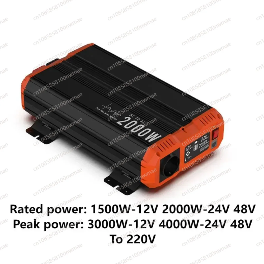 1500W 12V 2000W 24V 12V To 220V Converter Off Grid Truck RV LCD Display Vehicle Mounted Solar Pure Sine Wave Inverter