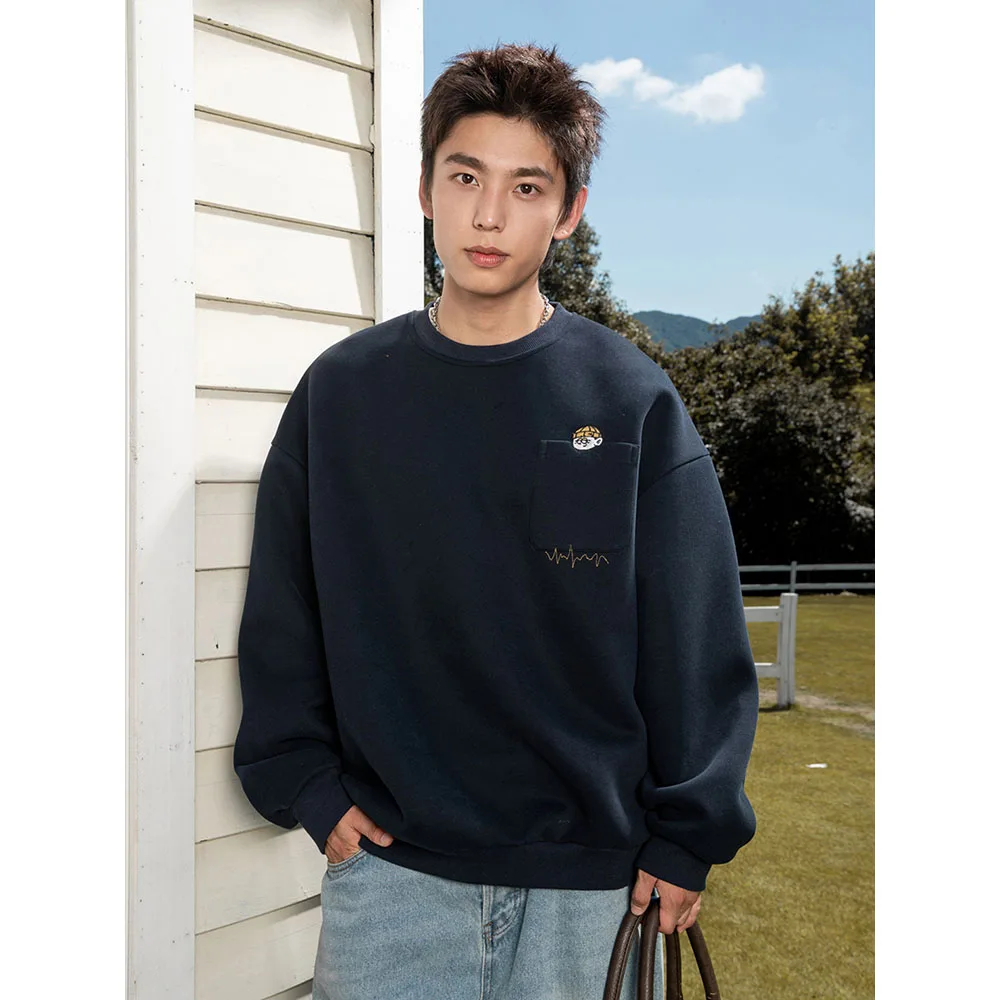 

TFETTERS брендовая тяжелая мужская толстовка большого размера с вышивкой, осень 2024, новая свободная повседневная уличная одежда, пуловер, мужская спортивная одежда