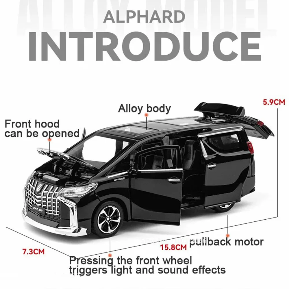 1:32 GR Supra Alphard Miniatuur Supercar Speelgoedmodellen Legering Diecast Sportwagens Trek Deuren Geopend Geluid Licht Collectie Speelgoed