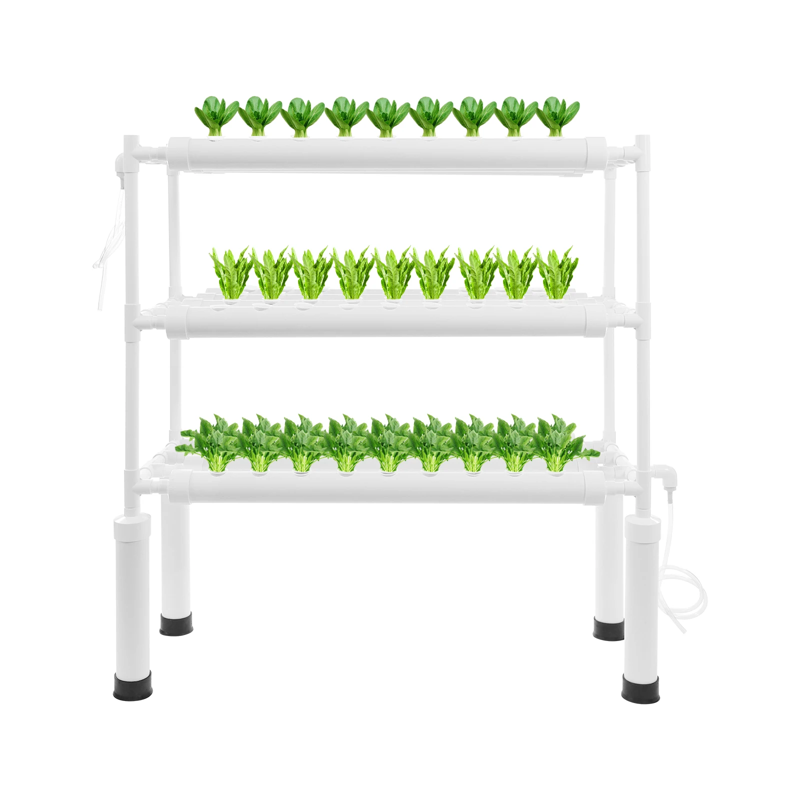 Kit de Cultivo Hidropónico, Sistema Vertical de PVC de 3 Niveles con 108 Sitios y Bomba con Temporizador, para Cultivo Interior de Verduras y Fresas, Jardín sin Tierra